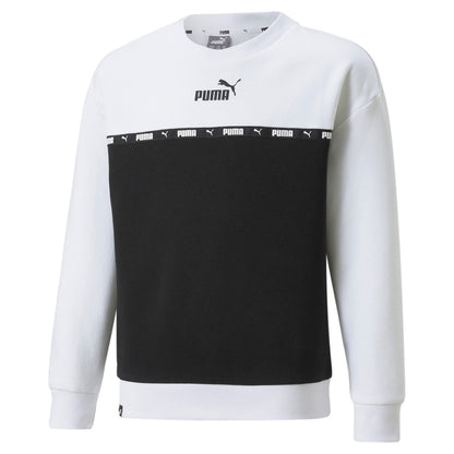 Puma Felpa junior girocollo bicolore Power Tape Crew FL G 670201 02 white-black