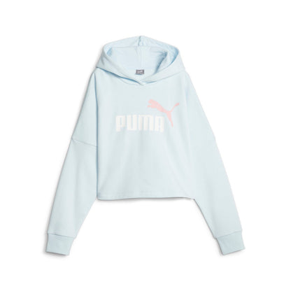 Puma Felpa corta con cappuccio da ragazza con stampa logo 671134 69 celeste