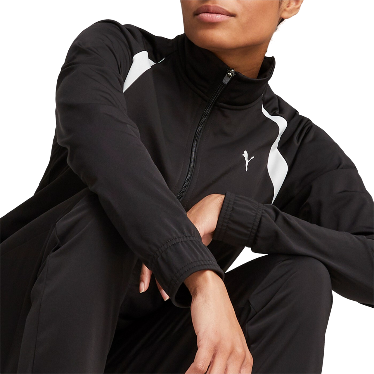 Puma Tuta sportiva da donna in poliestere con cerniera intera Classic Tricot 675234-01 nero