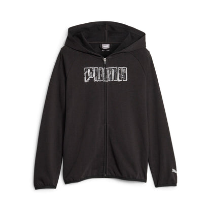 Puma felpa sportiva da ragazzo con cappuccio e cerniera intera Activ Sport 676291-01 nero
