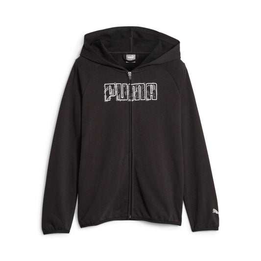 Puma felpa sportiva da ragazzo con cappuccio e cerniera intera Activ Sport 676291-01 nero