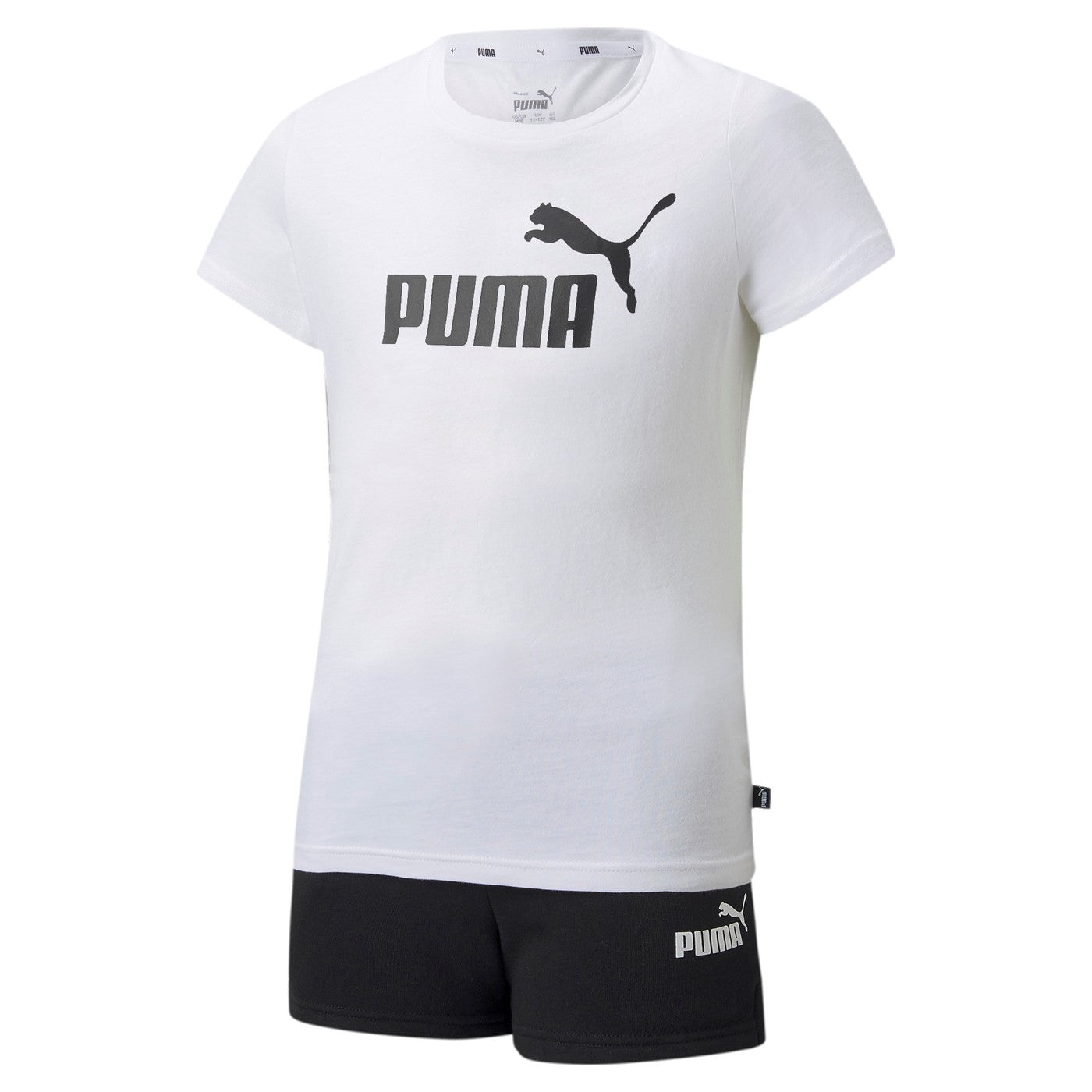 Puma competo in cotone da bambina T-shirt e Pantaloncino 846936 02 bianco nero