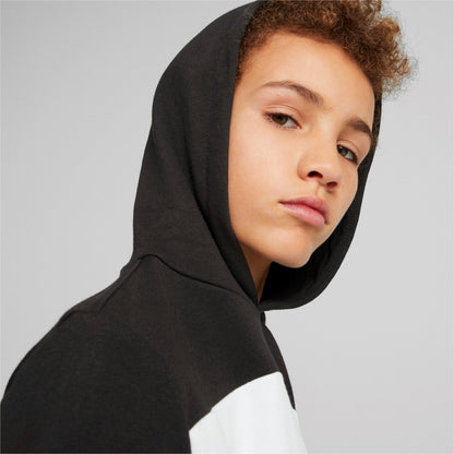 Puma Felpa da ragazzo con cappuccio Colorblock Hoodie Tr B 849082 57 black-warm earth-white
