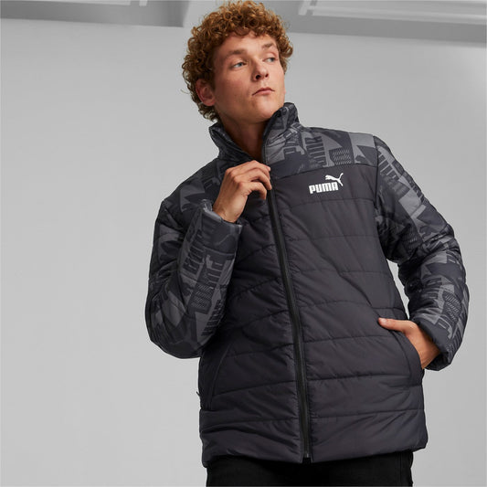 Puma Giacca da uomo trapuntata e stampa ESS Padded AOP Jacket 849347 01 nero