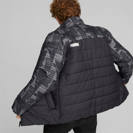 Puma Giacca da uomo trapuntata e stampa ESS Padded AOP Jacket 849347 01 nero