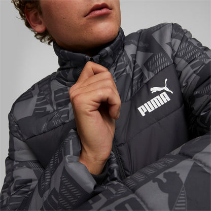 Puma Giacca da uomo trapuntata e stampa ESS Padded AOP Jacket 849347 01 nero