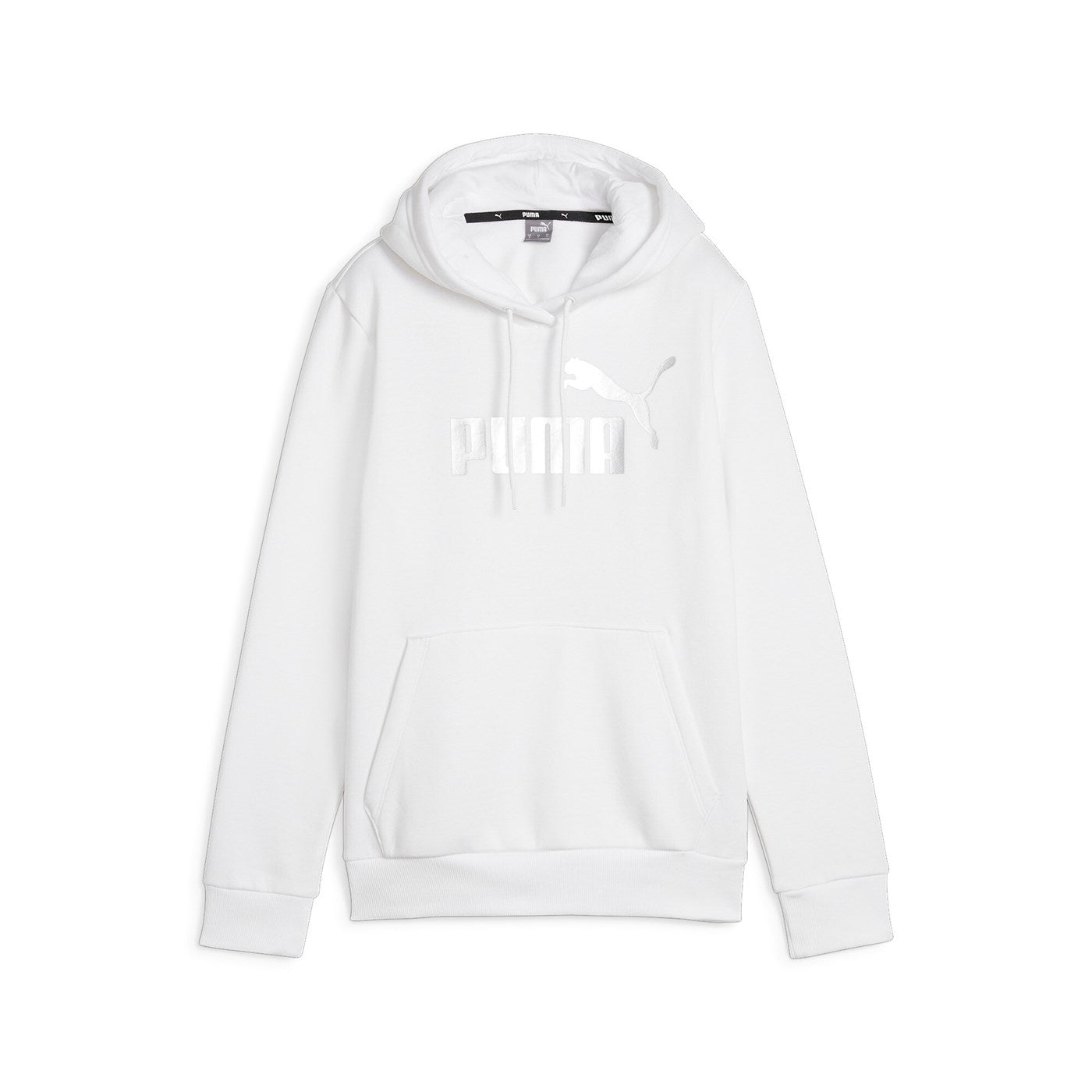 Puma felpa da donna con cappuccio e stampa logo argento 849958-02 bianco