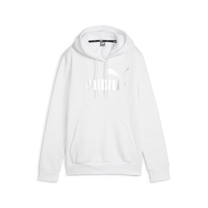 Puma felpa da donna con cappuccio e stampa logo argento 849958-02 bianco