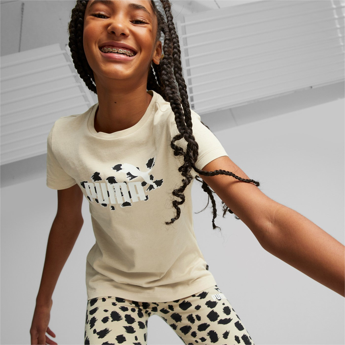 Puma T-shirt manica corta da bambina e ragazza Ess Animal AOP 673516-88 granola