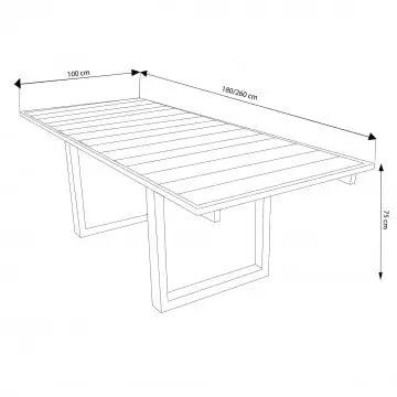 Tavolo Parker 180/260 X 100 - Tavolo allungabile in teak Colore: Marrone