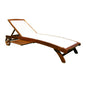 8-position adjustable sun lounger in acacia wood and textilene with wheels