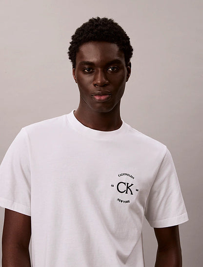 Calvin Klein T-shirt Uomo April Graphic LV04RE825GY AF Bianco Cotone