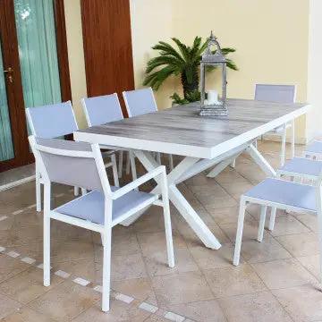 Tisch Mackay 200 x 100 – Aluminiumgestell, Keramikplatte in Holzoptik