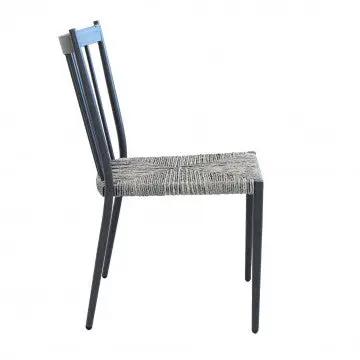 Stapelbarer Stuhl Martinica mit Sitzfläche aus grauer Polyrattan-Melange – ohne Armlehnen