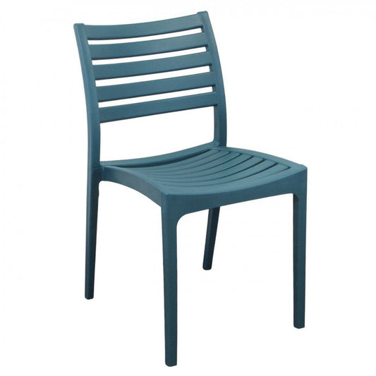 Sedia Eveline - Polipropilene impilabile, Colore Verde Petrolio, Dimensione 42.5x49x78 cm