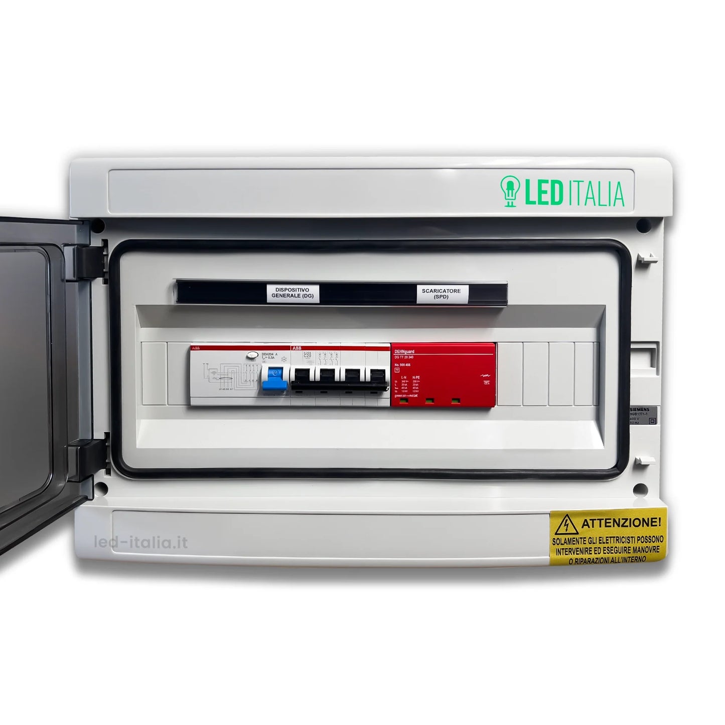 AC-Schaltschrank Drehstrom 10 kW 20 A 400 V mit 8 Modulen, SPD, ABB und DEHN IP65