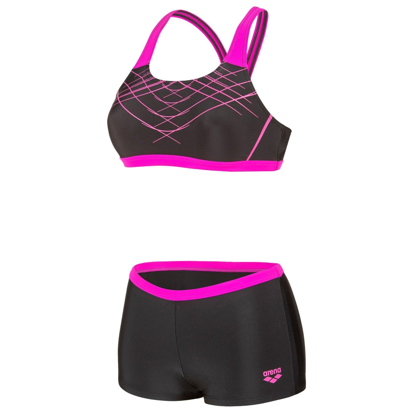 Arena Costume 2 Pezzi Donna Proposal 010804-590 Nero Fucsia MaxFit Eco