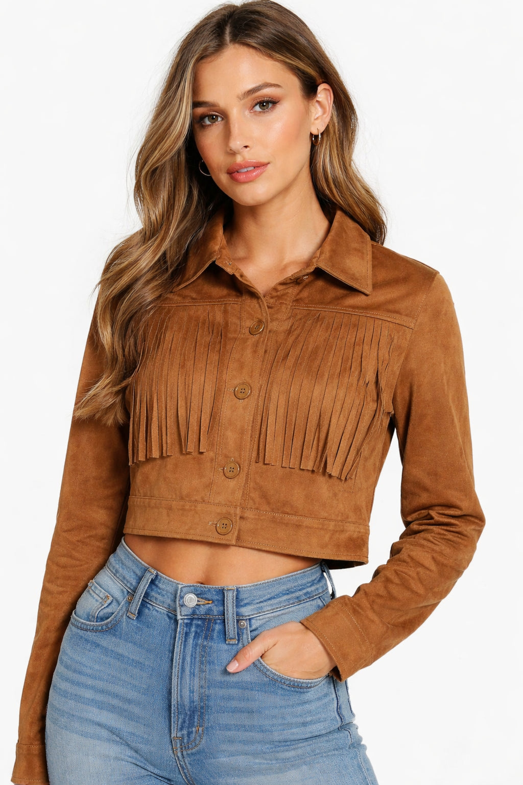 Censured Giacca Donna Eco Camoscio con Frange JWSIRIFKS5 Tabacco PE26