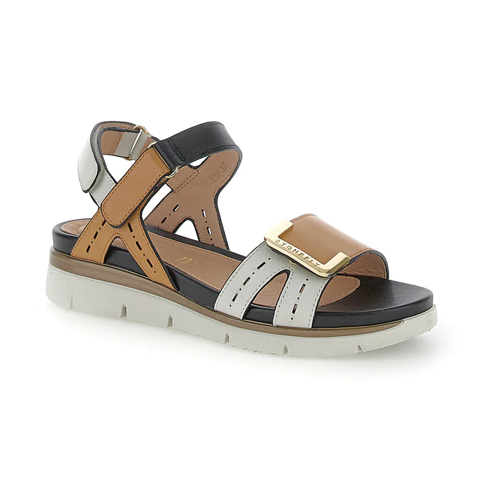 Stonefly ELODY 24 Sandalo Donna Bianco Pelle Blusoft Tacco 4cm - 220834-BSD
