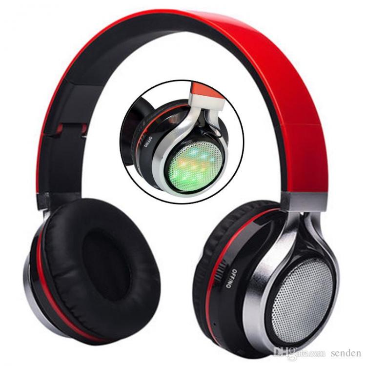 KABELLOSE BLUETOOTH STEREO-KOPFHÖRER KLAPPBAR SD RADIO FREISPRECHFUNKTION MIT LED