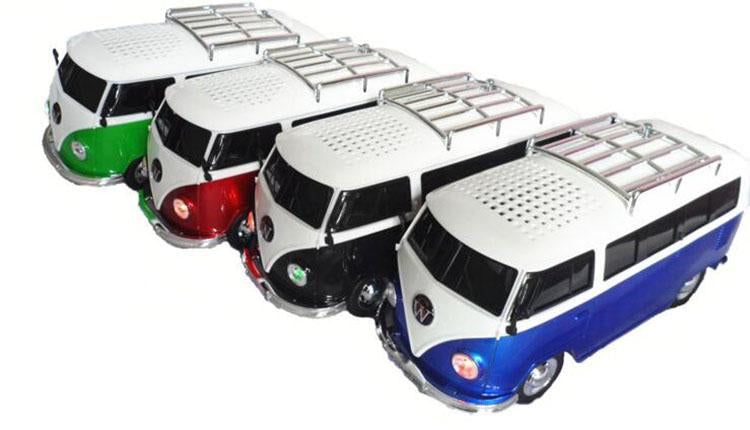 TRAGBARE SD USB BLUETOOTH MP3 LAUTSPRECHER BOX IM BUS-DESIGN - LED