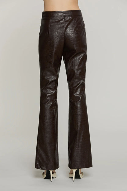 Relish Pantalone DRILLY vita alta zampa con zip ecopelle coccodrillo RDA2607005014 cioccolato