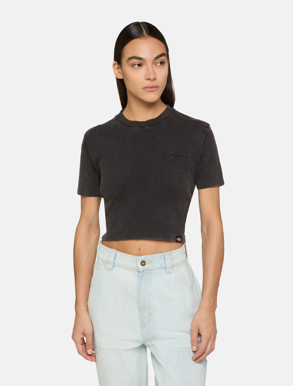 Dickies T-shirt a Costine da Donna Plentywood DK0A866FBLK1 Nero