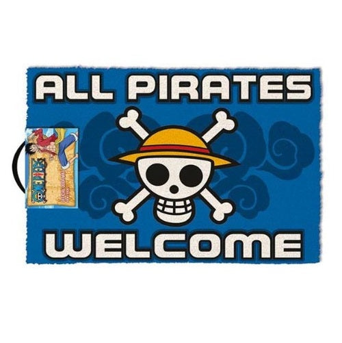 Zerbino One Piece (All Pirates Welcome) Tappeto per Ingresso Celeste Tappeto Cameretta 40X60Cm