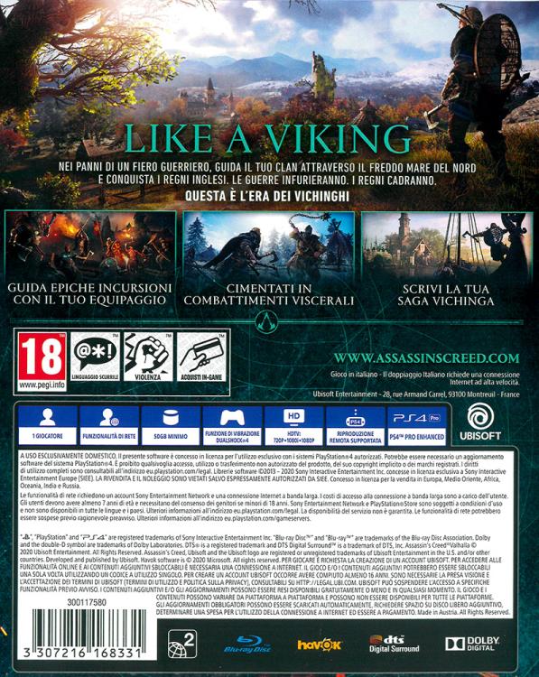 Assassin's Creed Valhalla PS4 Spiel Deutsch Playstation 4 Videospiel PAL ITA