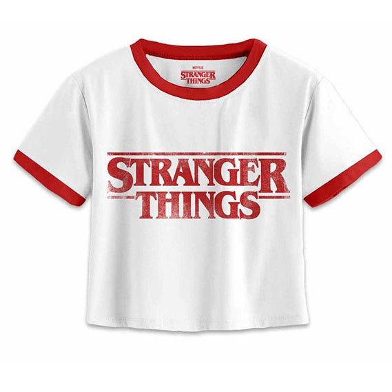 Heroes Inc Stranger Things Damen T-Shirt Crop Top mit Netflix Logo Nerd Gr.L