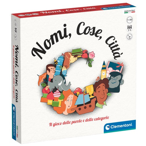 Clementoni - Namen, Dinge, Städte - Italienisches Brettspiel für Kinder ab 7 Jahren