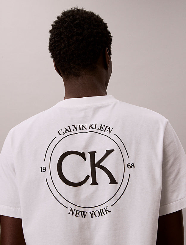 Calvin Klein T-shirt Uomo April Graphic LV04RE825GY AF Bianco Cotone