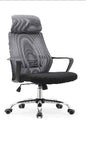 Executive Swivel Office Chair with Breathable Mesh Backrest and Lumbar Support. Equipped with Height-Adjustable Headrest. Steel Base with Anti-Scratch Wheels.