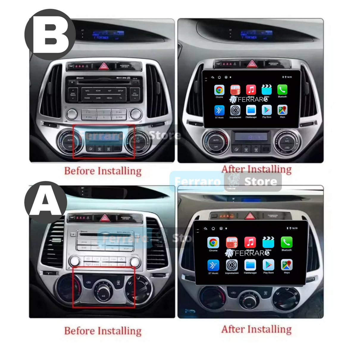 Autoradio per Hyundai i20 9", (2008-2014) Android, Bluetooth, CarPlay,Android Auto,2GB,4GB/6GB/8GB Ram