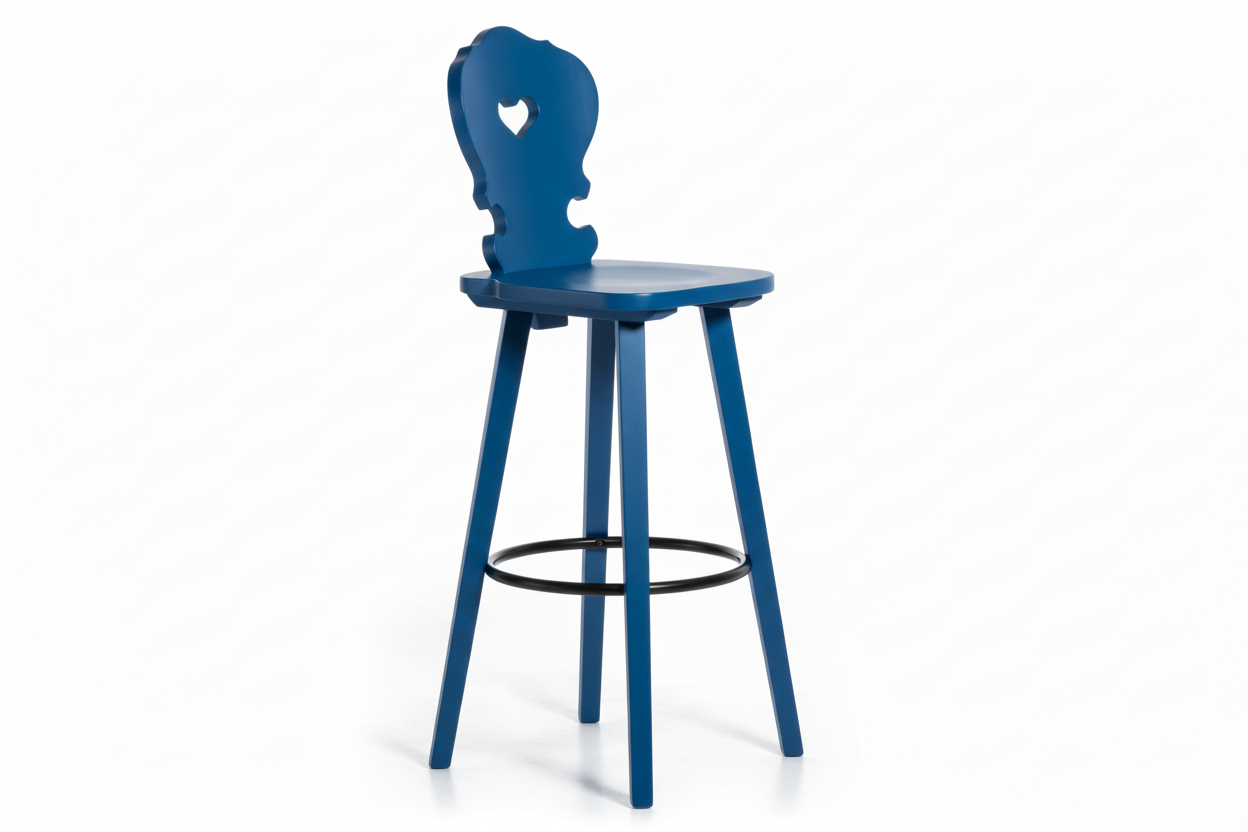 Sgabello Tirolese con Cuore Vienna SG colore blu - Altezza 76 cm