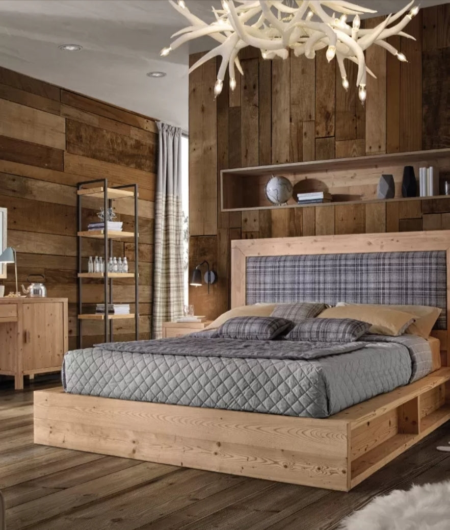 Bett CORTINA Doppelbett aus massivem Tannenholz mit seitlichen Fächern