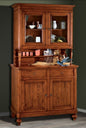 Classic Poplar Solid Wood Sideboard with Hutch and Glass Doors