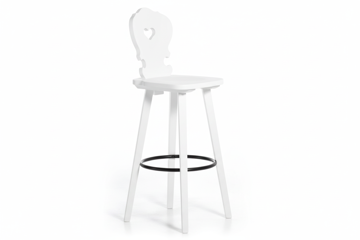 Sgabello Tirolese con Cuore Vienna SG colore bianco - Altezza 76 cm