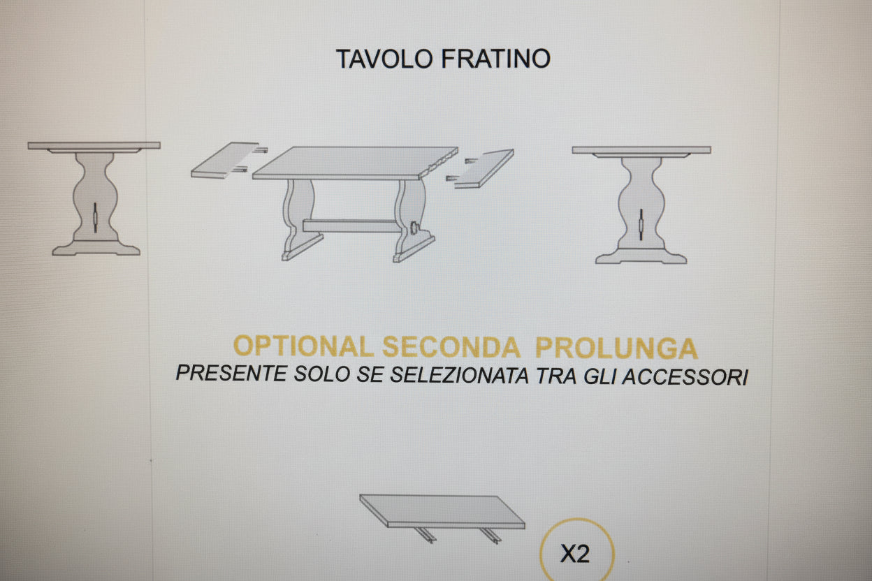 Tavolo Fratino Allungabile in Pino tinta noce 130x80 cm con 2 Allunghe da 40 cm