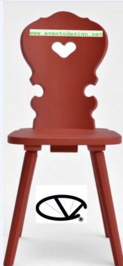 Sedia tirolese con cuore in abete rossa VIENNA , stile Chalet montagna