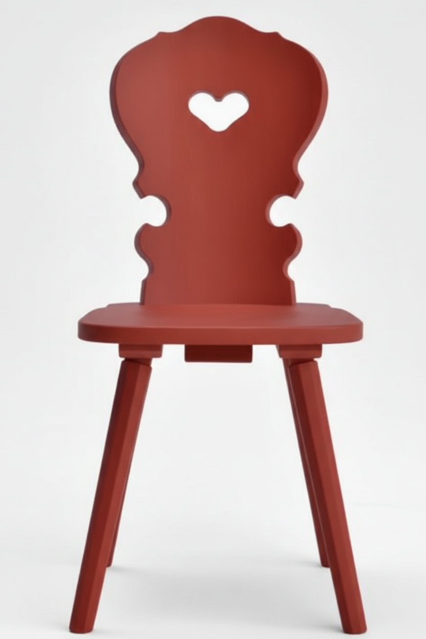 Sedia tirolese con cuore in abete rossa VIENNA , stile Chalet montagna