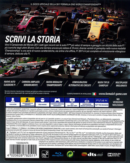 F1 2017 Standard Edition PS4 Videospiel Formel 1 PlayStation 4 Italienisch 2018