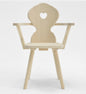 Tyrolean style chair with armrests in natural spruce wood Monaco Armchair Natural wood color
