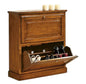 SOLID WOOD SHOE CABINET 2 DOORS WALNUT STAIN W.80 x D.30 H.93