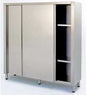AISI 304 Stainless Steel Storage Cupboard with Sliding Doors - 3 Adjustable Shelves