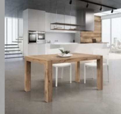 Moderner ausziehbarer Esstisch aus rustikaler Eiche 140-220×90 cm – Hergestellt in Italien