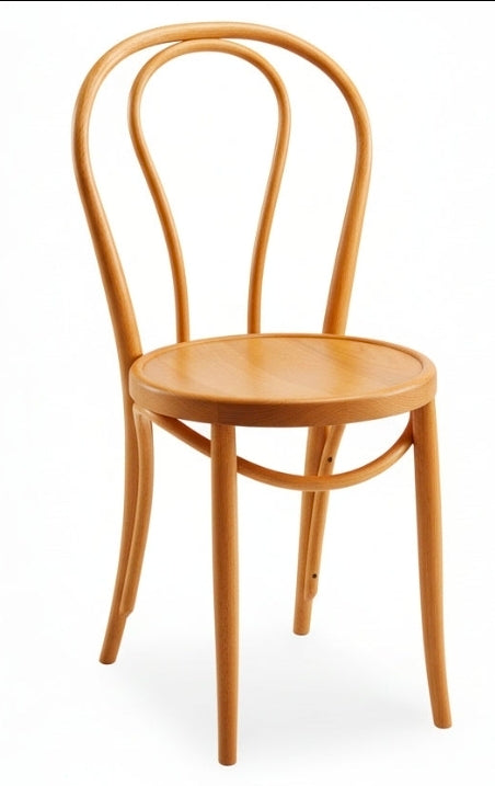 Sedia Thonet in Faggio Massello Curvato a Vapore tinta naturale fondino legno