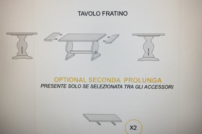 Tavolo Fratino Allungabile in Pino tinta noce 150x80 cm con 2 Allunghe da 40 cm