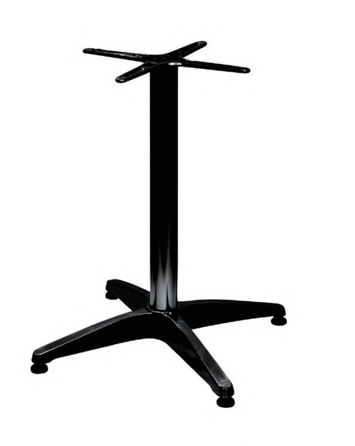 Base in alluminio a 4 razze con piedini regolabili. Adatta al 
montaggio di piani misura max 60x60.