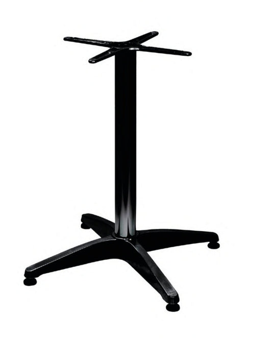 Base in alluminio a 4 razze con piedini regolabili. Adatta al 
montaggio di piani misura max 60x60.